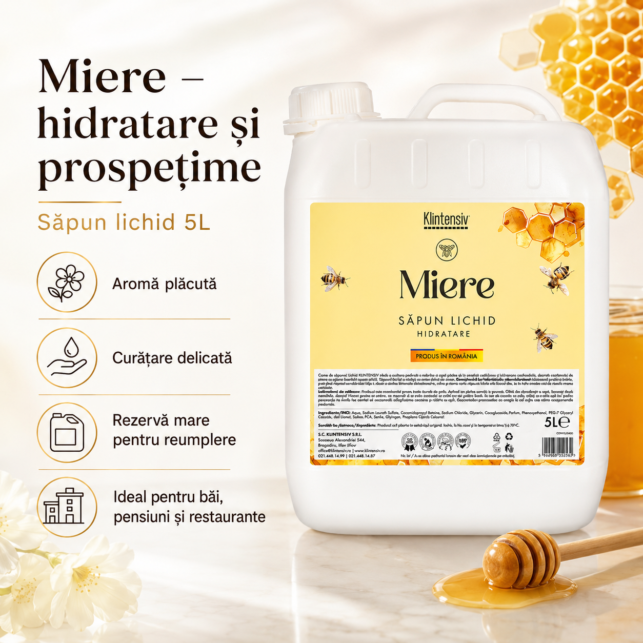 Săpun lichid Klintensiv pentru hoteluri firme birouri restaurante spații publice și acasă