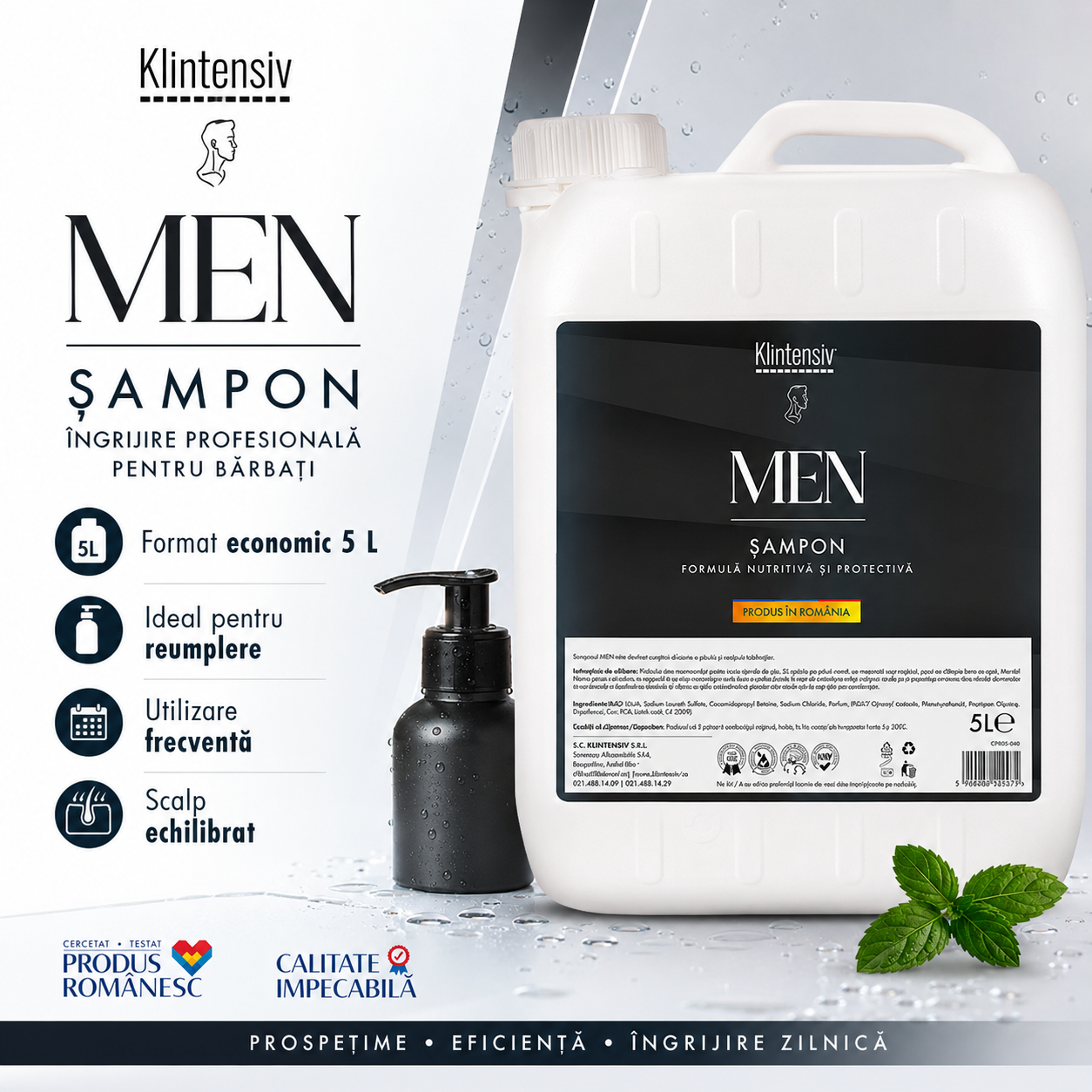Ingrediente cheie șampon pentru bărbați Klintensiv Zinc PCA și D-Pantenol