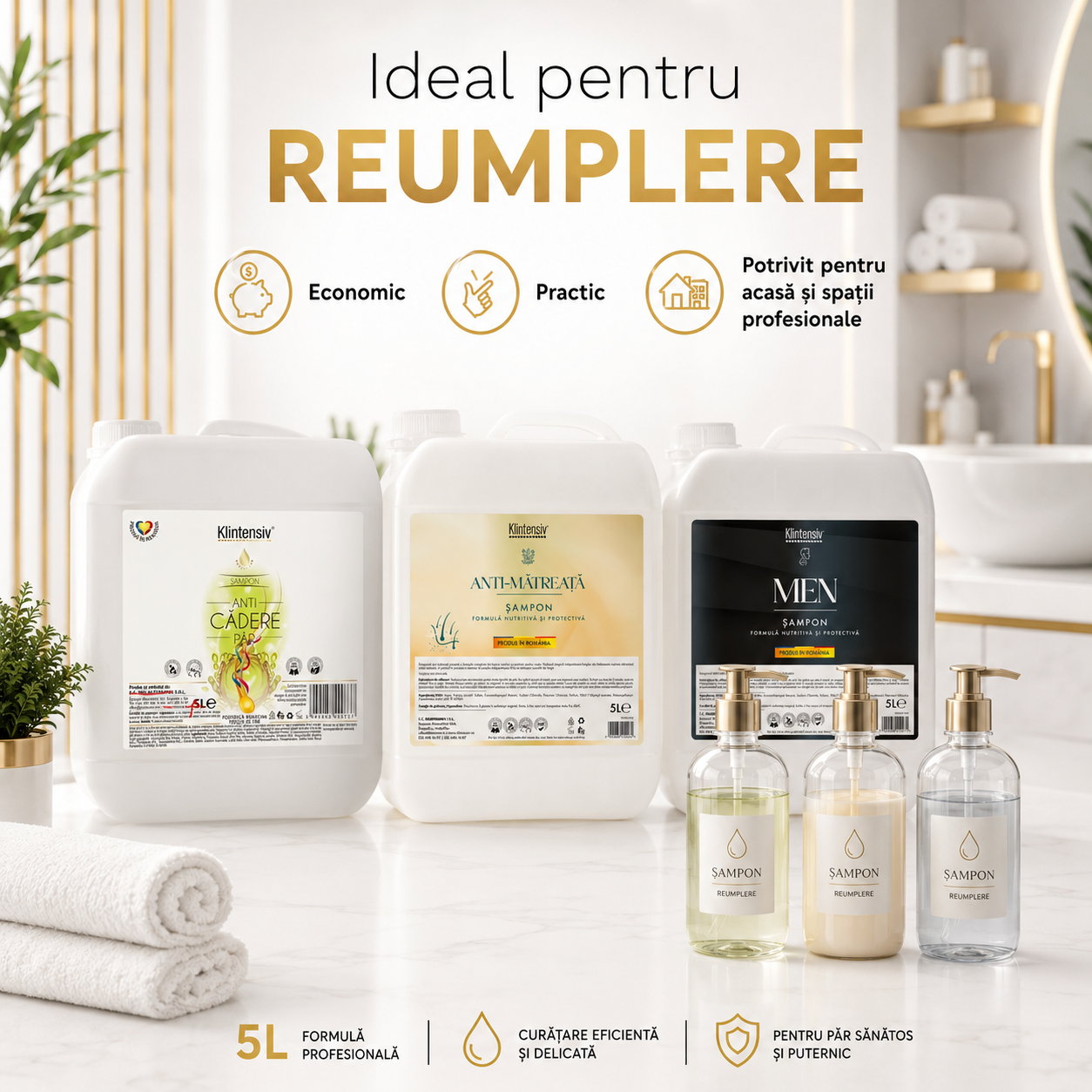 Instrucțiuni utilizare șampon anti-cădere Klintensiv aplicare masaj scalp 2 minute și clătire