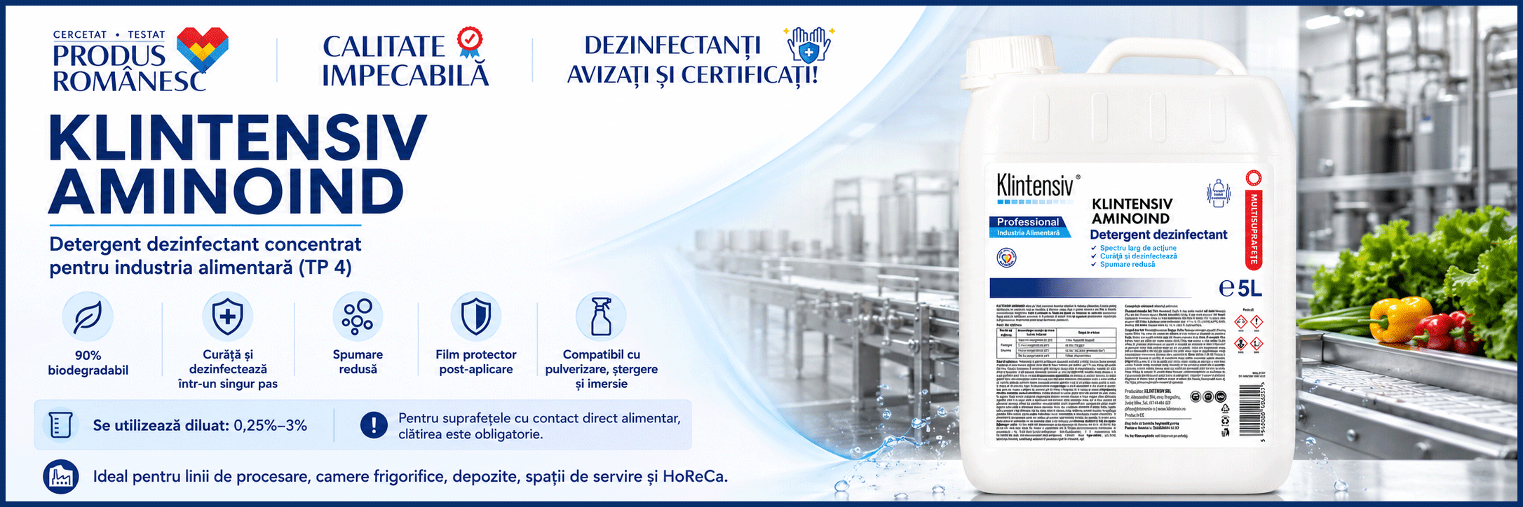 Banner Klintensiv Aminoind detergent dezinfectant concentrat pentru industria alimentară TP4