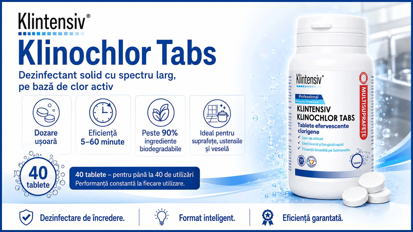 Banner Klintensiv Klinochlor Tabs dezinfectant solid tablete efervescente cu clor activ