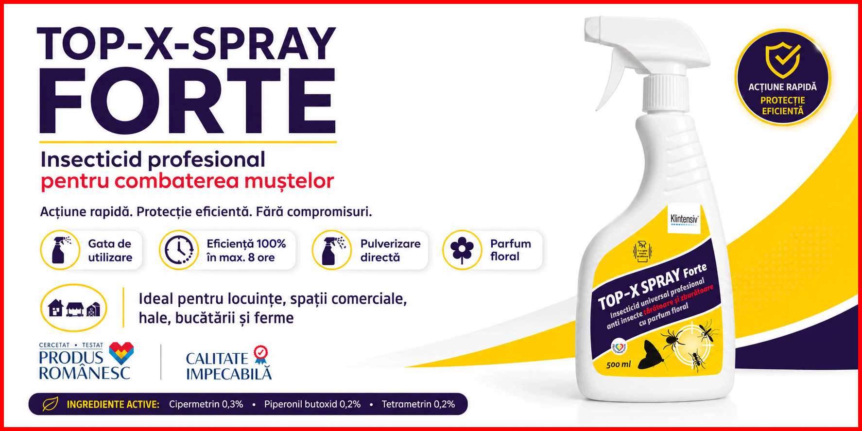 Banner TOP-X-SPRAY FORTE insecticid profesional pentru combaterea muștelor