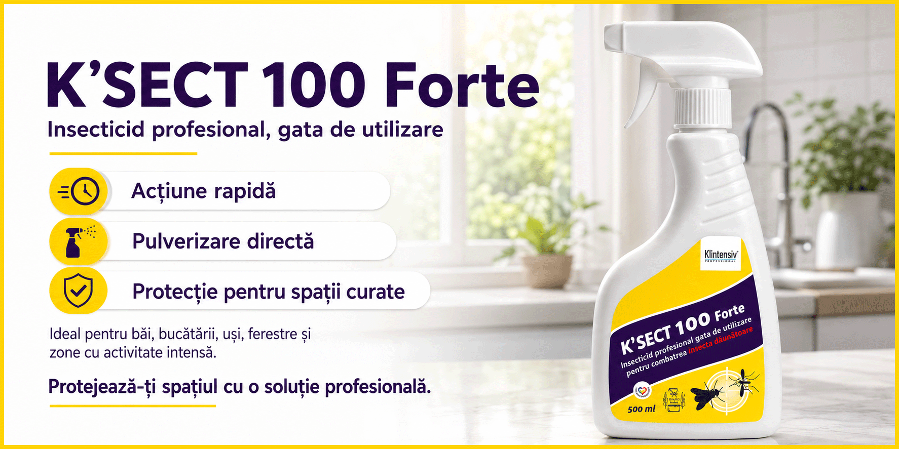 Banner K-Sect 100 Forte insecticid profesional gata de utilizare pentru insecte dăunătoare