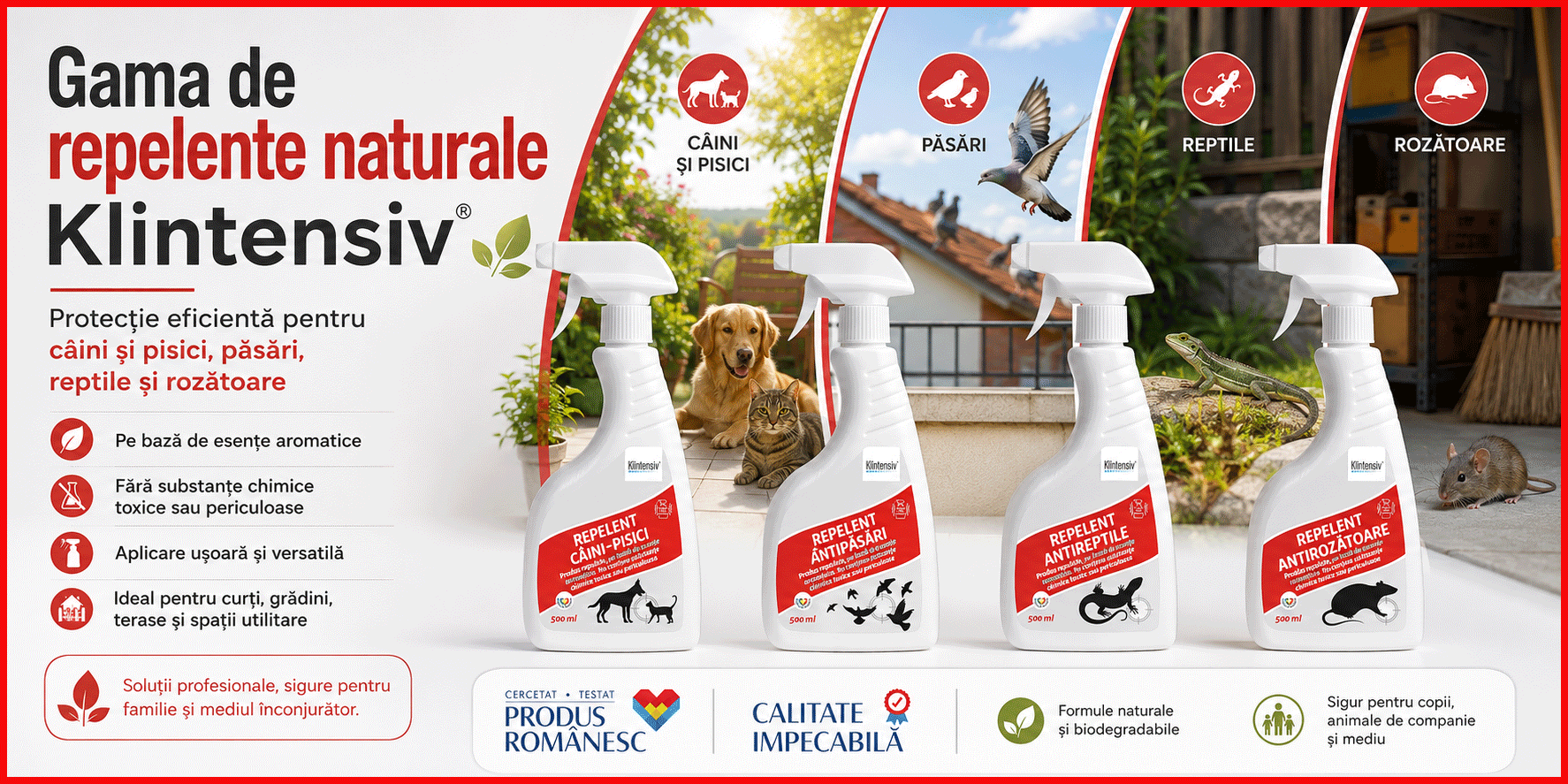 Banner repelent natural profesional pentru reptile șerpi c&acirc;ini pisici păsări și rozătoare