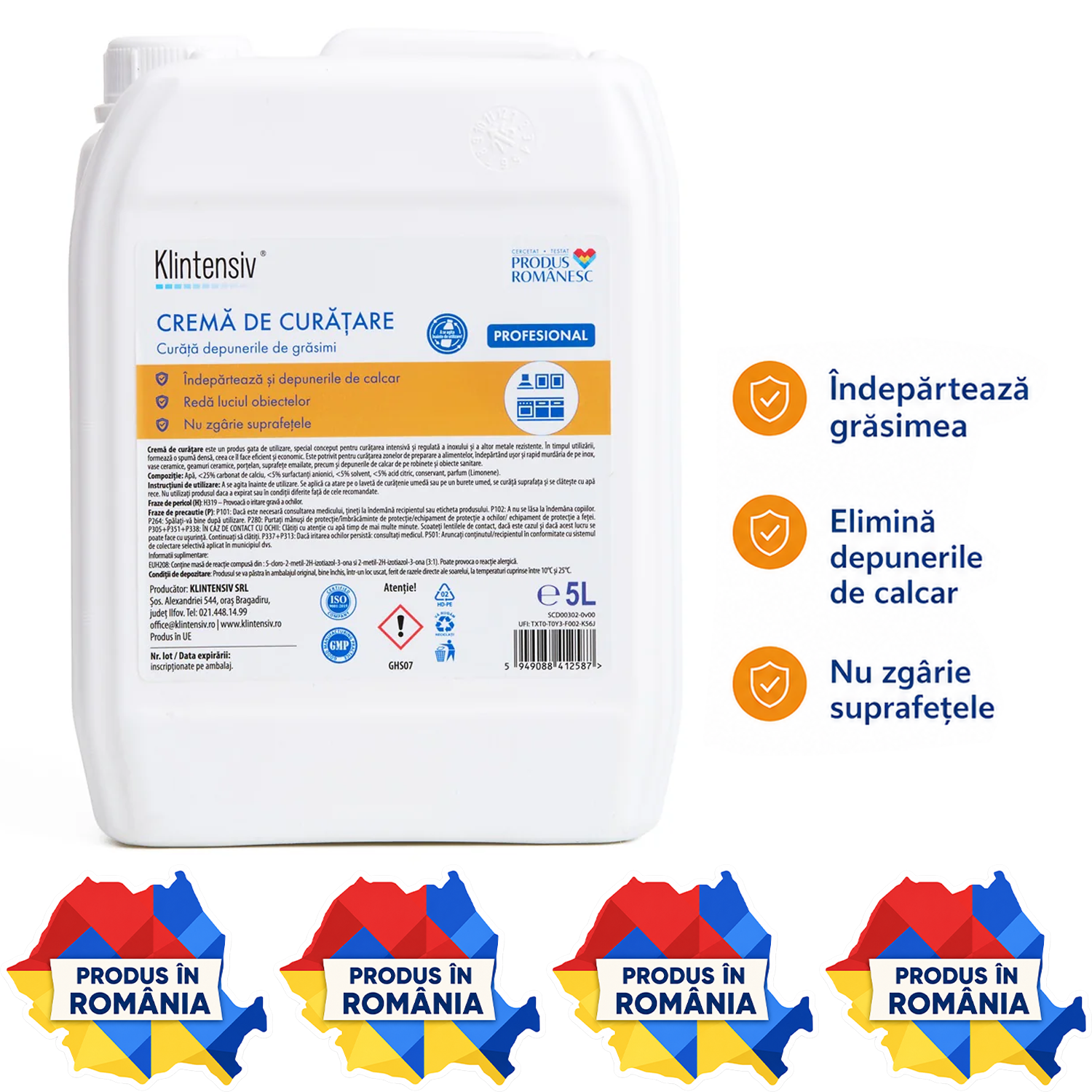 Klintensiv cremă profesională de curățare pentru inox email ceramică și sticlă
