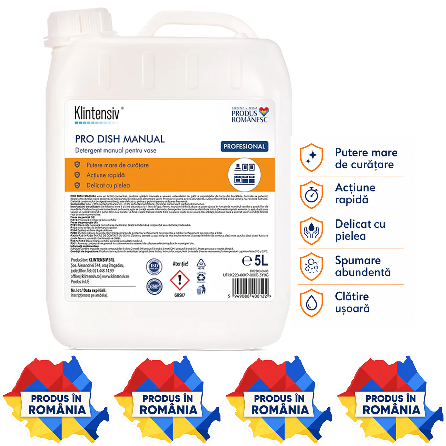 Klintensiv PRO DISH detergent vase manual profesional concentrat