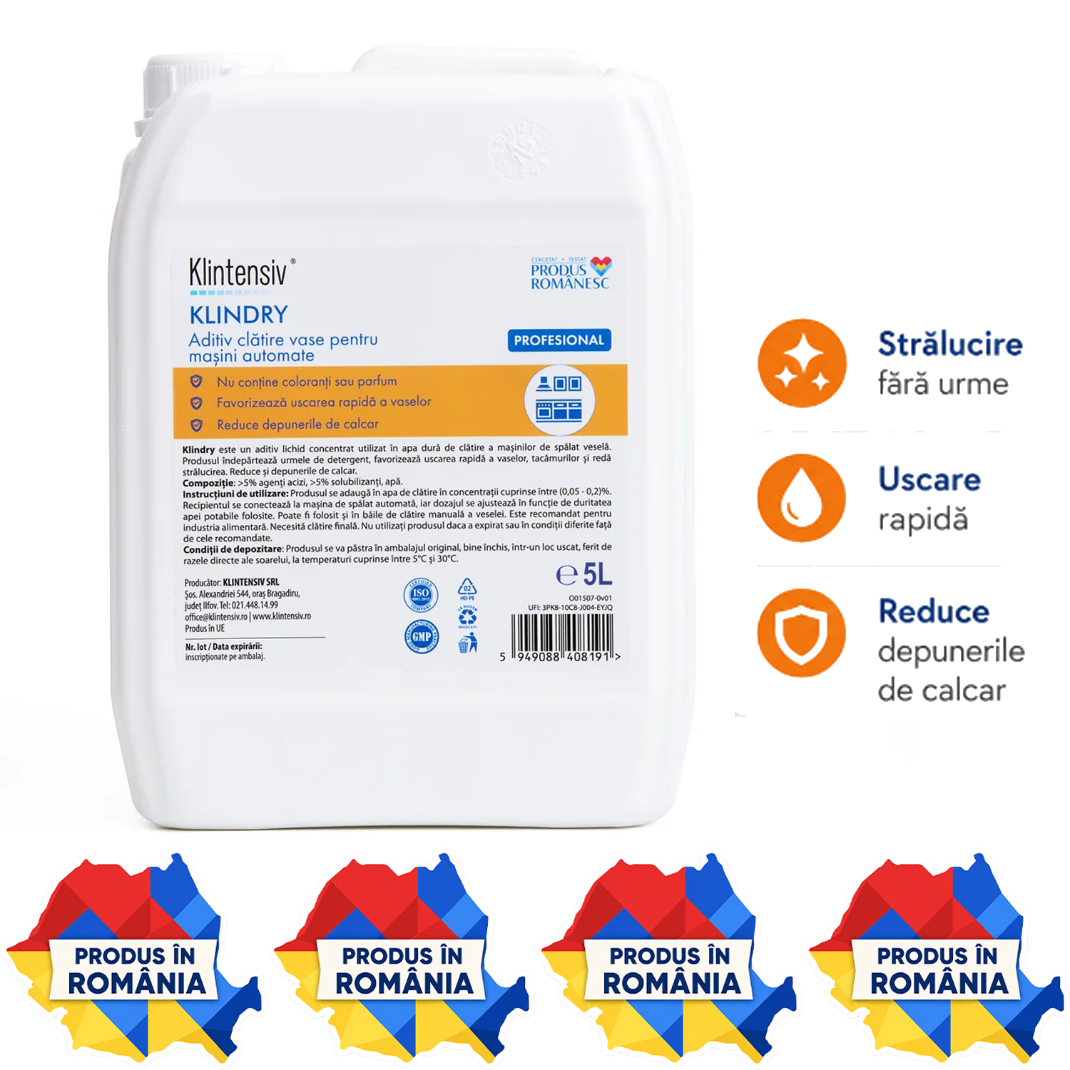 Klintensiv KLINDRY aditiv profesional de clătire concentrat 1 L și 5 L