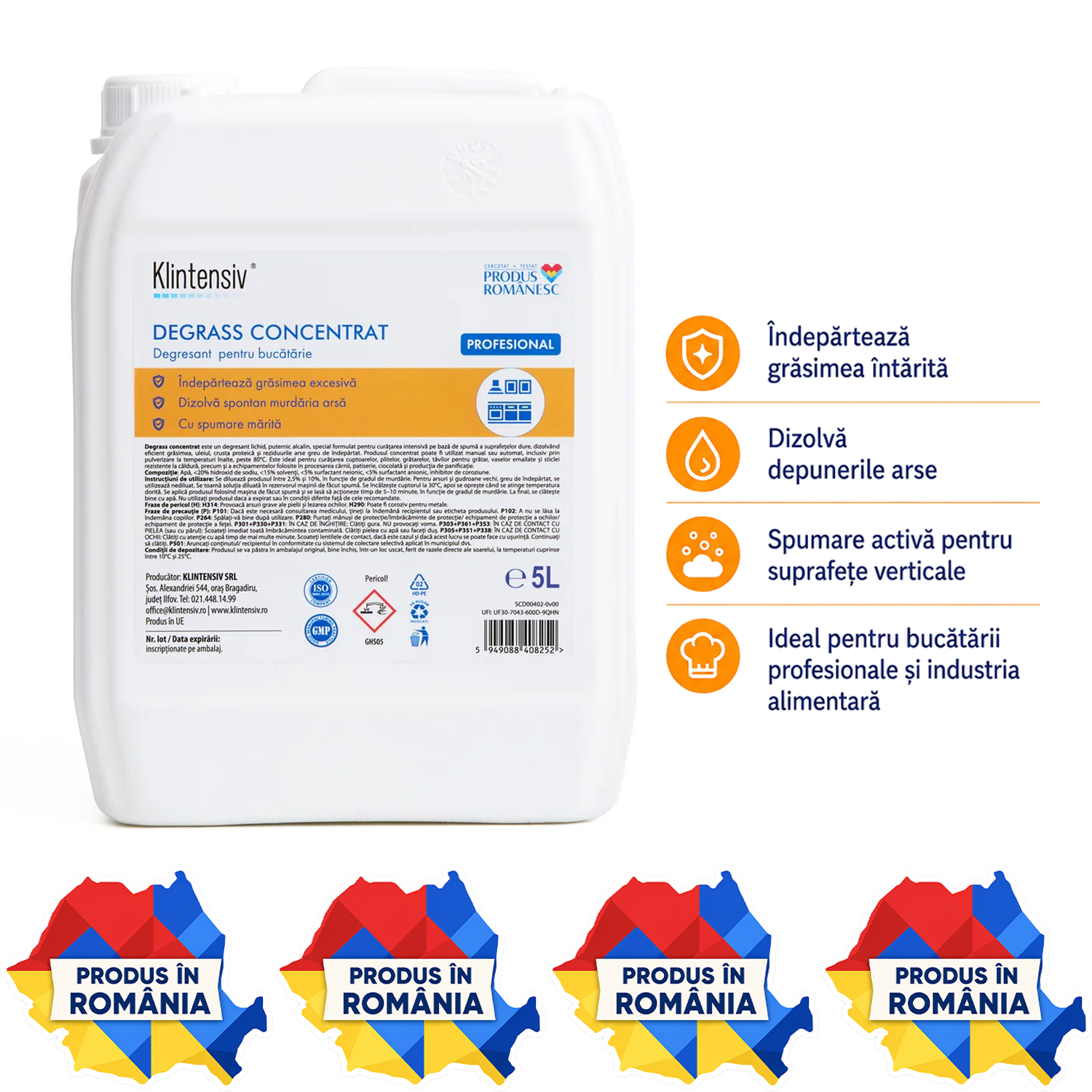 Klintensiv DEGRASS degresant alcalin concentrat pentru cuptoare plite grătare și grill-uri