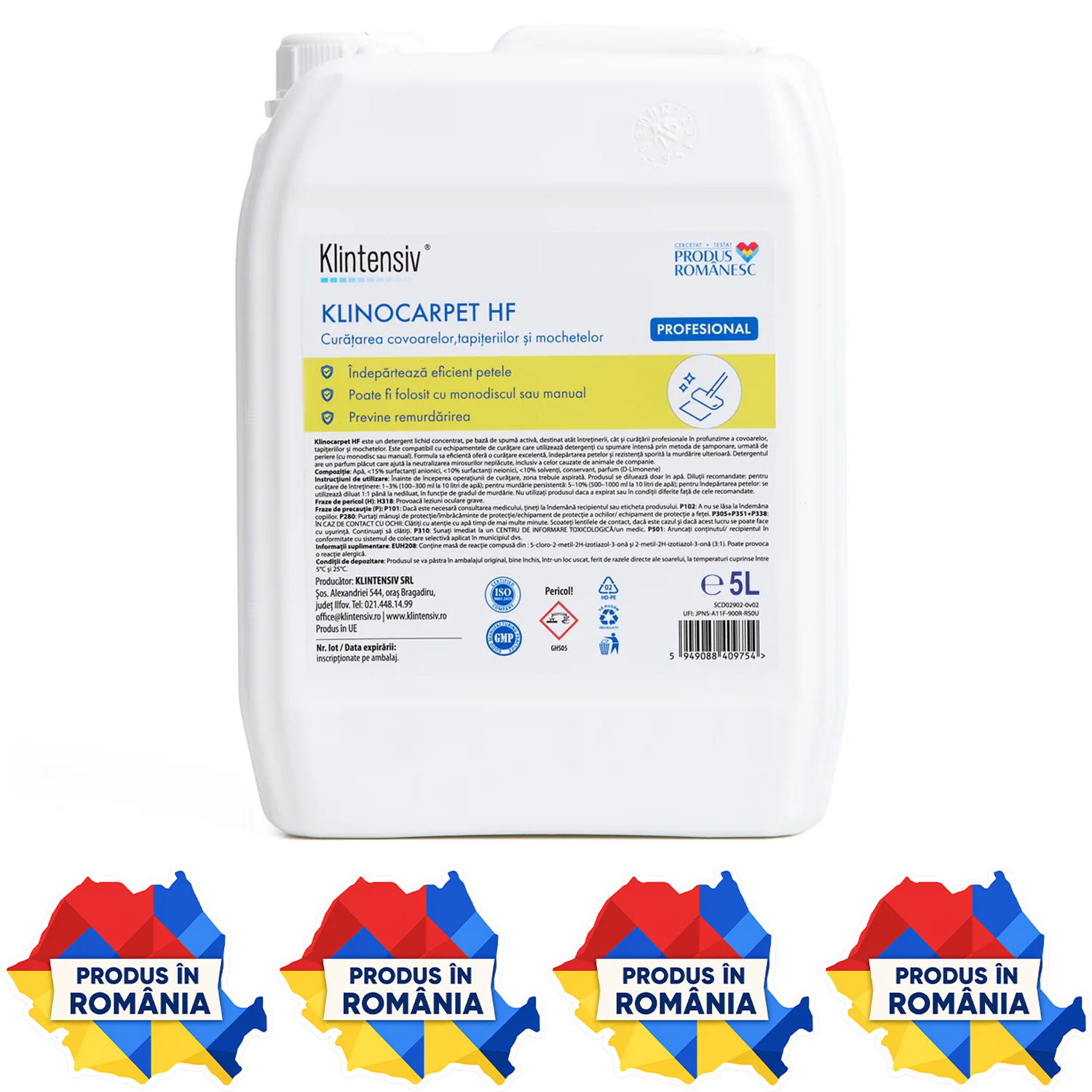 Klintensiv KLINOCARPET HF detergent concentrat pentru covoare și tapițerii 1 L și 5 L