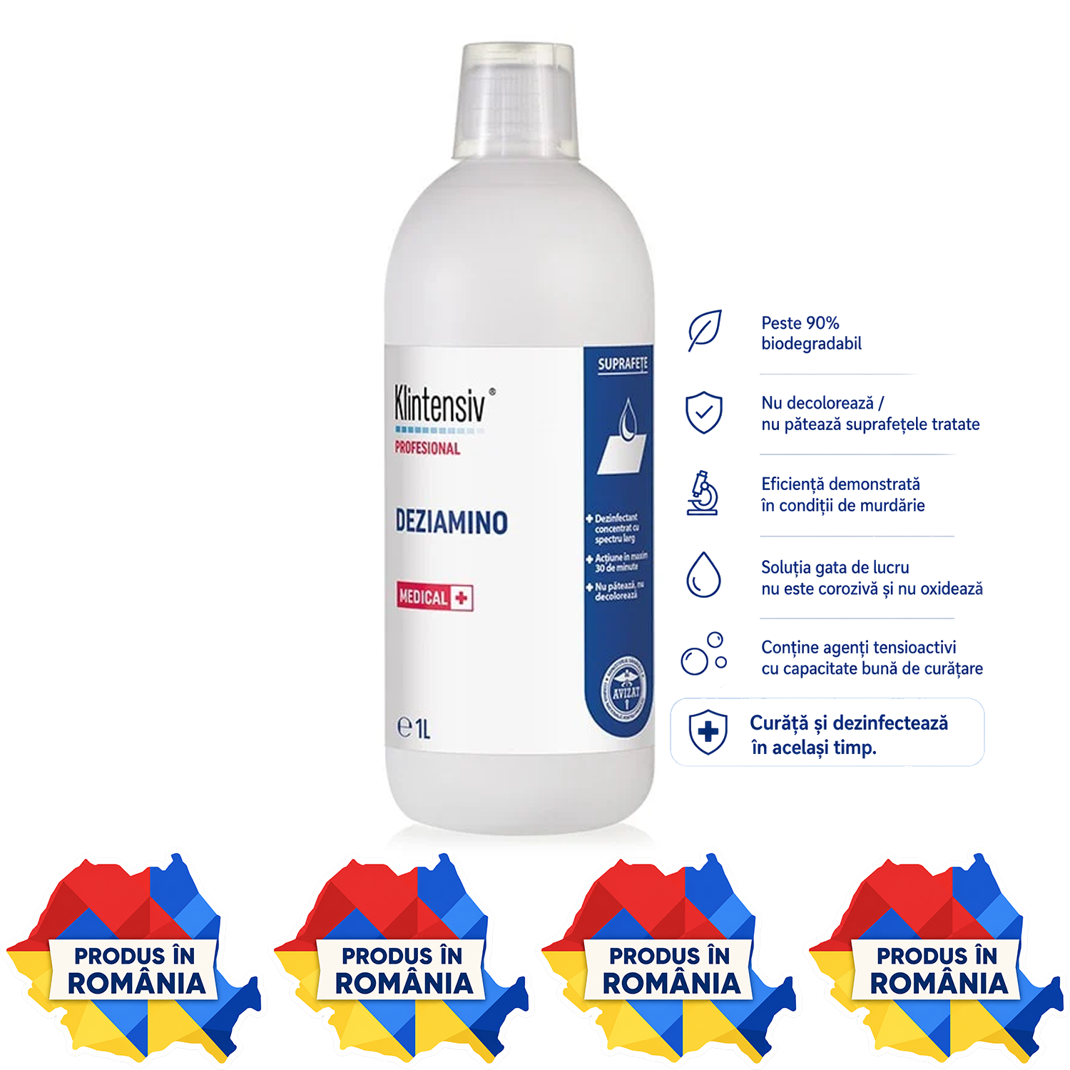 Deziamino detergent dezinfectant concentrat variante 1 L și 5 L