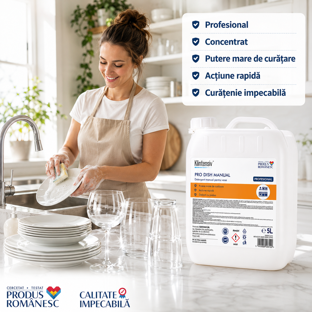 Detergent vase Klintensiv PRO DISH degresare puternică și spumare abundentă