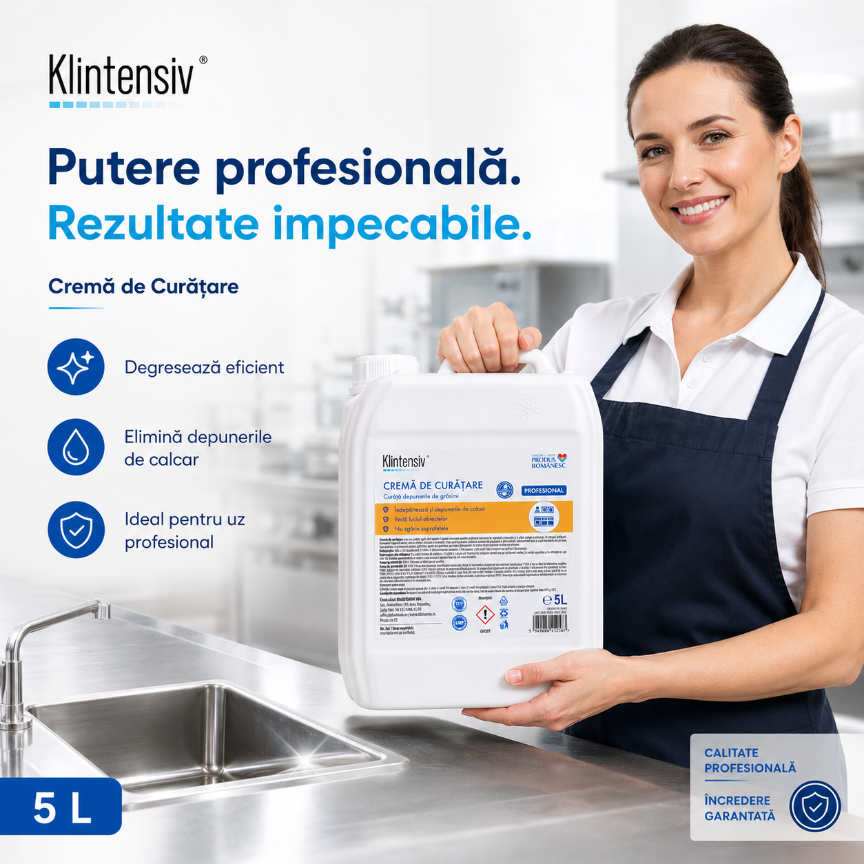 Cremă curățare Klintensiv pentru grăsime calcar murdărie și pete persistente