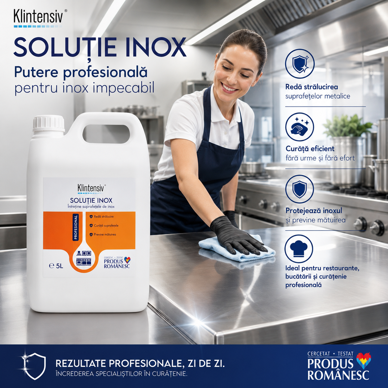 Soluție inox Klintensiv pentru degresare rapidă și luciu de oglindă