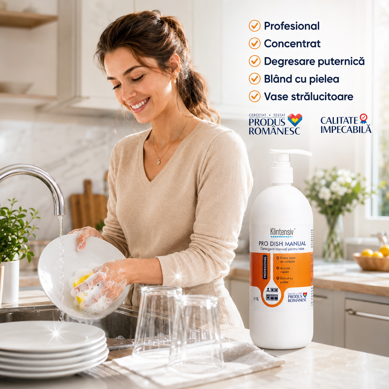 Detergent vase Klintensiv PRO DISH degresare puternică și spumare abundentă