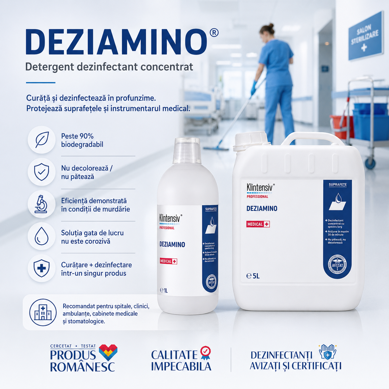 Deziamino soluție concentrată pentru spitale clinici ambulanțe cabinete și saloane
