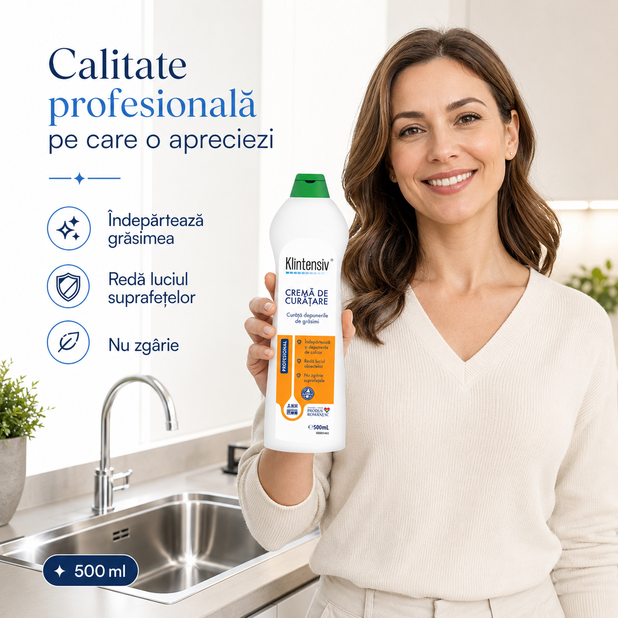 Cremă curățare Klintensiv pentru grăsime calcar murdărie și pete persistente