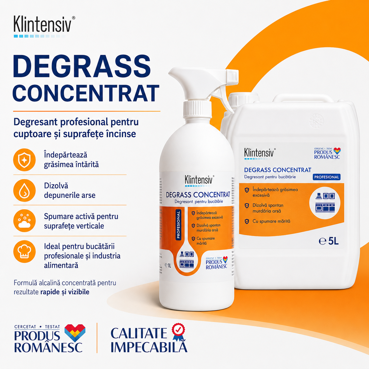 Beneficii Klintensiv DEGRASS degresare puternică alcalină pentru suprafețe profesionale