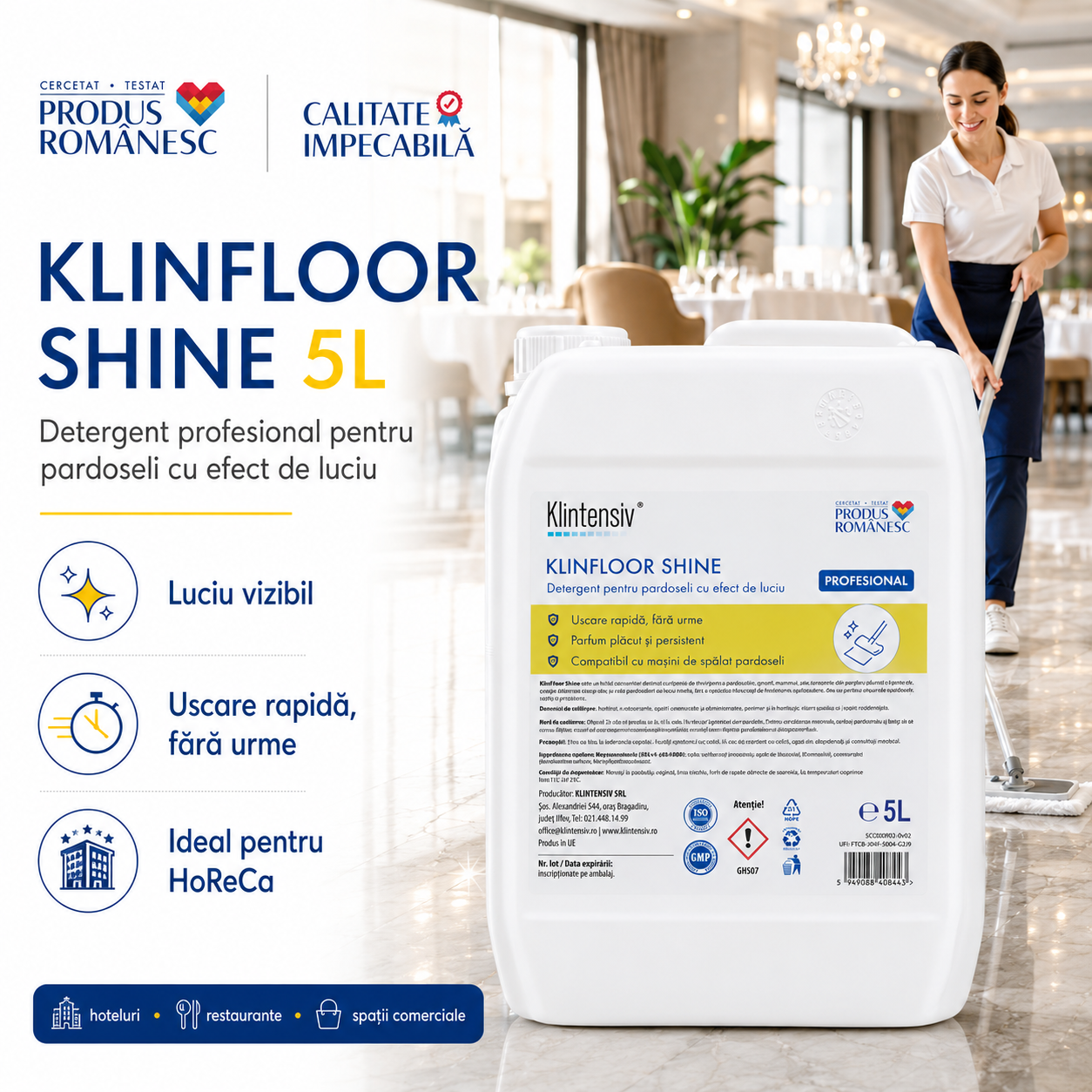 Beneficii Klintensiv KLINFLOOR SHINE uscare rapidă fără clătire luciu parfum plăcut