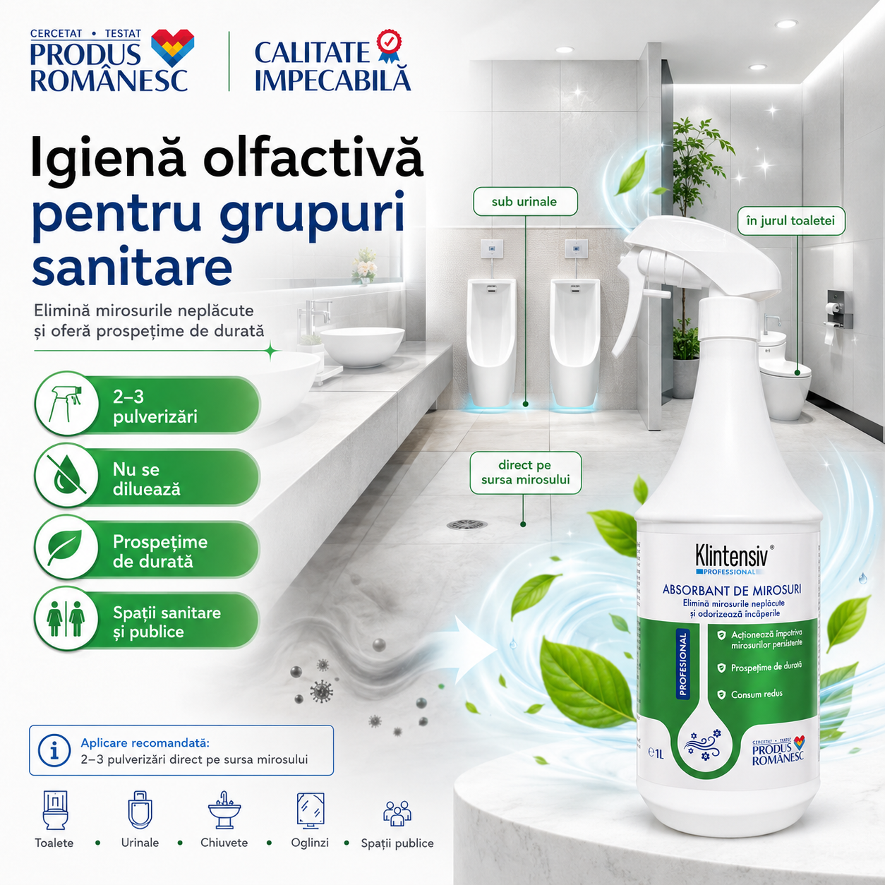 Klintensiv Absorbant de mirosuri pentru holuri ghene grupuri sanitare instituții și clădiri administrative