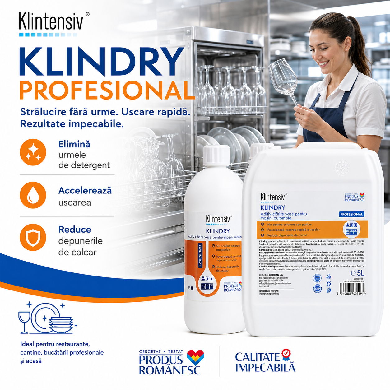 Klintensiv KLINDRY pentru mașini automate de spălat vase HoReCa cantine și bucătării colective