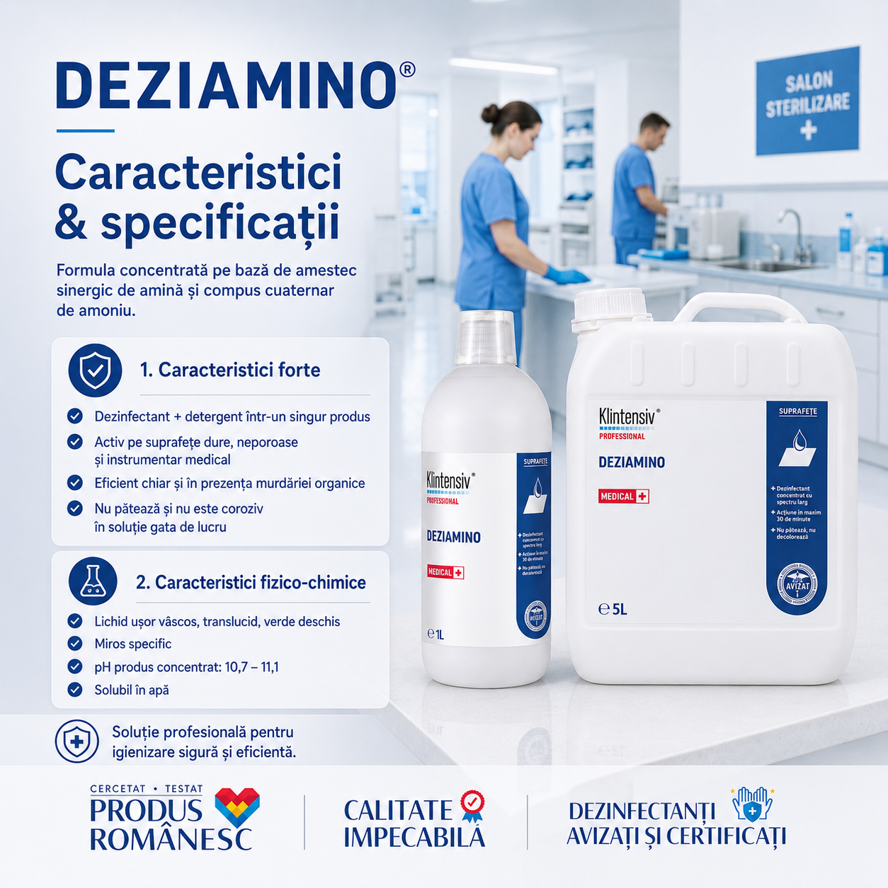 Deziamino pentru spitale clinici ambulanțe cabinete medicale stomatologice și saloane beauty