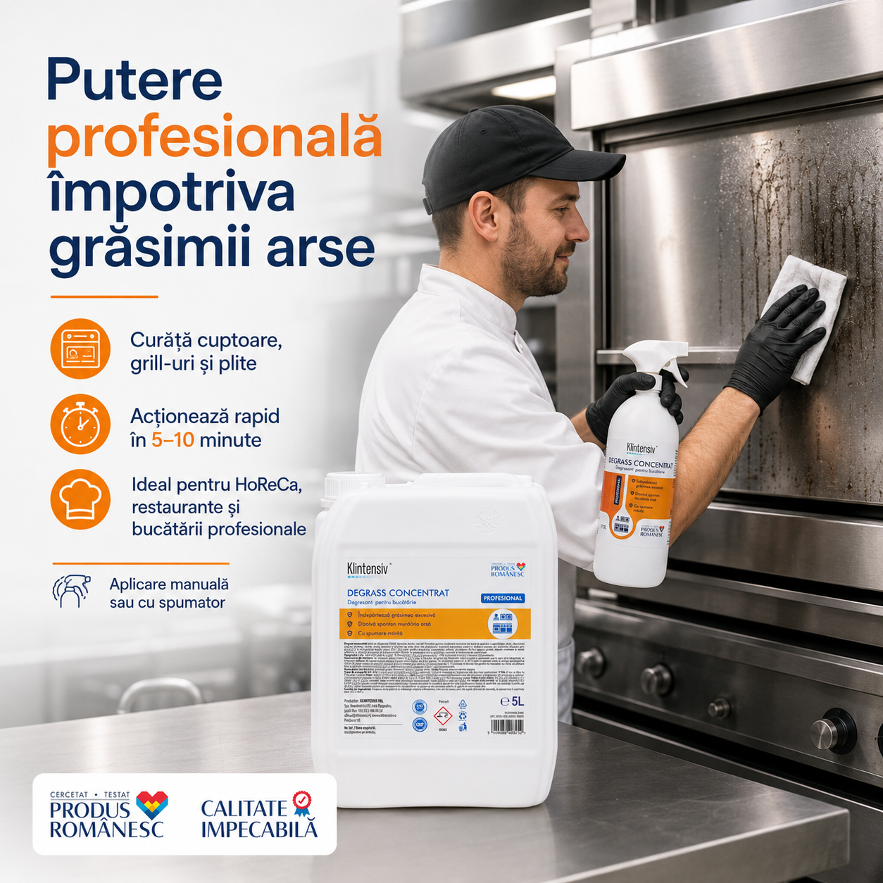 Klintensiv DEGRASS pentru cuptoare industriale plite grătare grill-uri friteuze și panificație