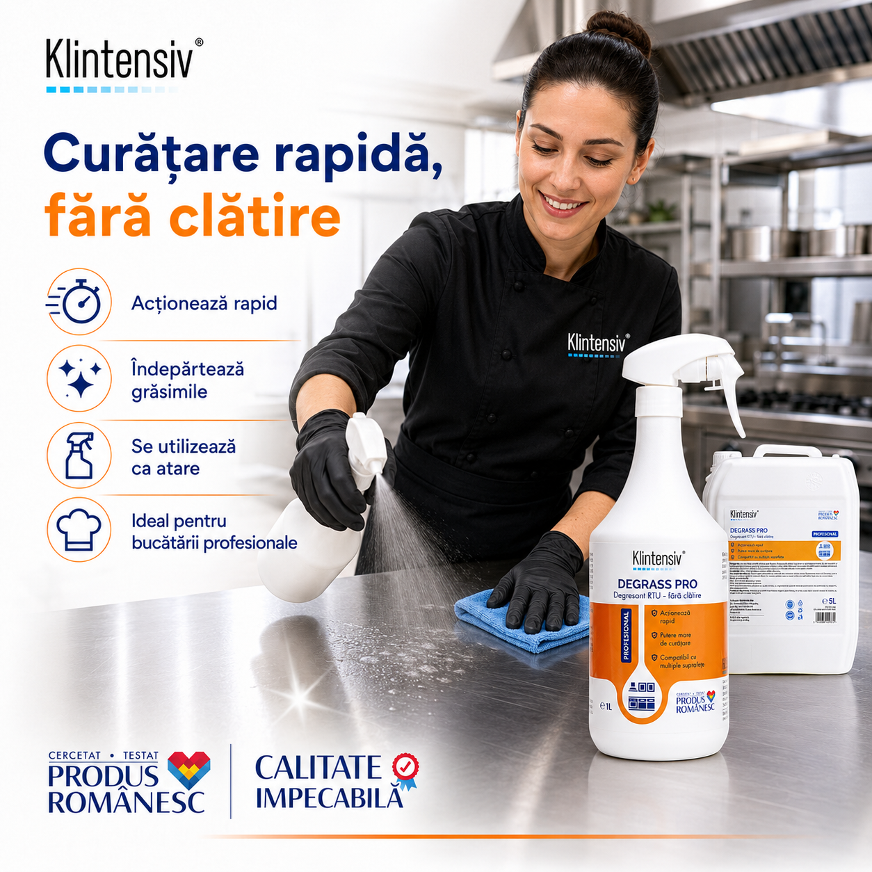 Klintensiv DEGRASS Pro pentru restaurante cantine laboratoare alimentare bucătării și spații de servire
