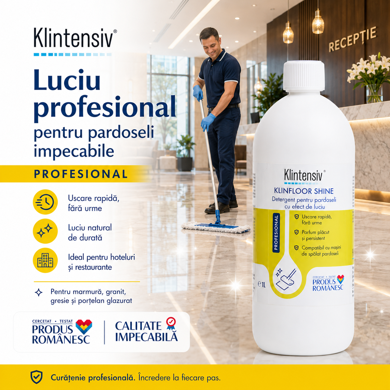 Klintensiv KLINFLOOR SHINE pentru gresie granit marmură ceramică porțelan și suprafețe lucioase