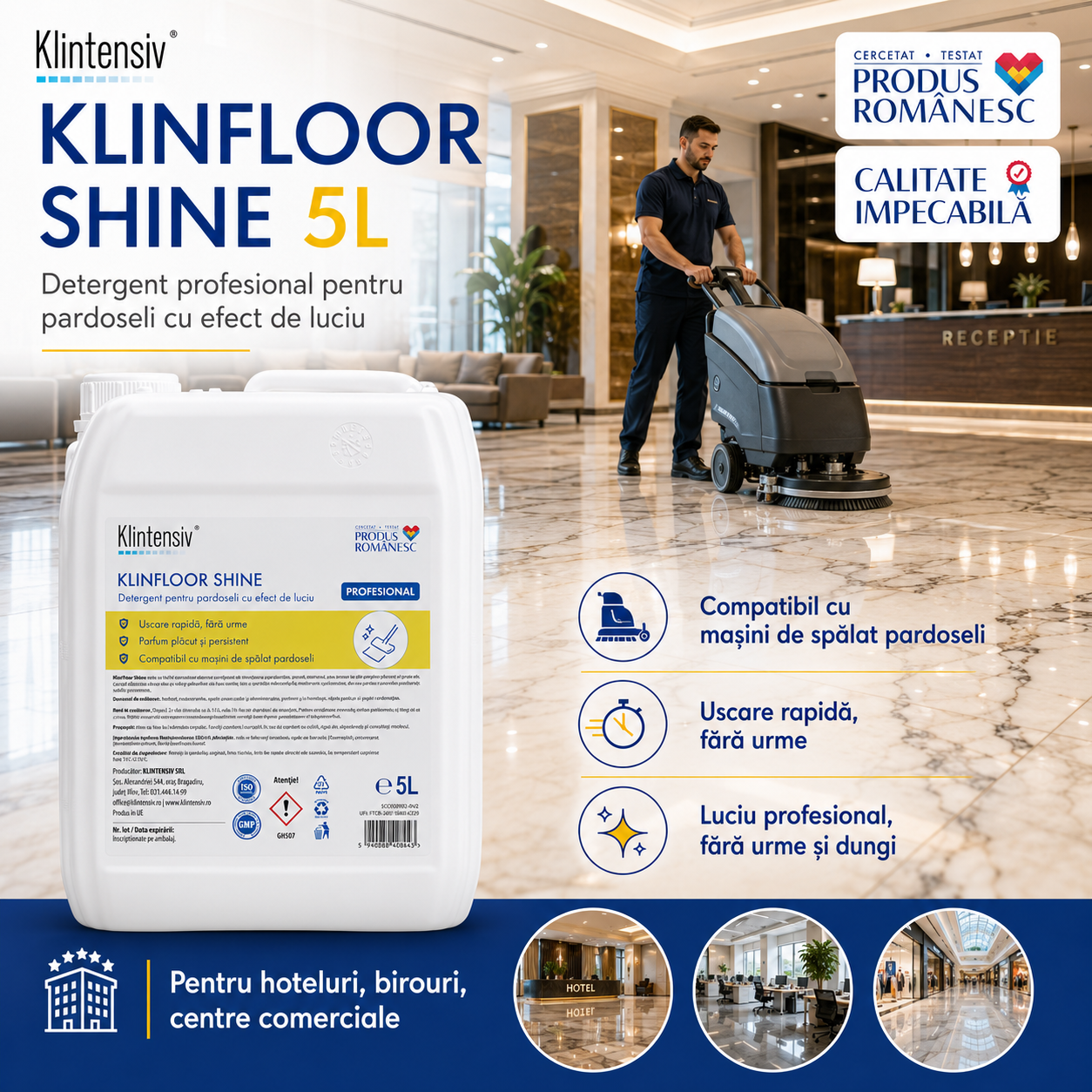 Klintensiv KLINFLOOR SHINE pentru gresie granit marmură ceramică porțelan și suprafețe lucioase