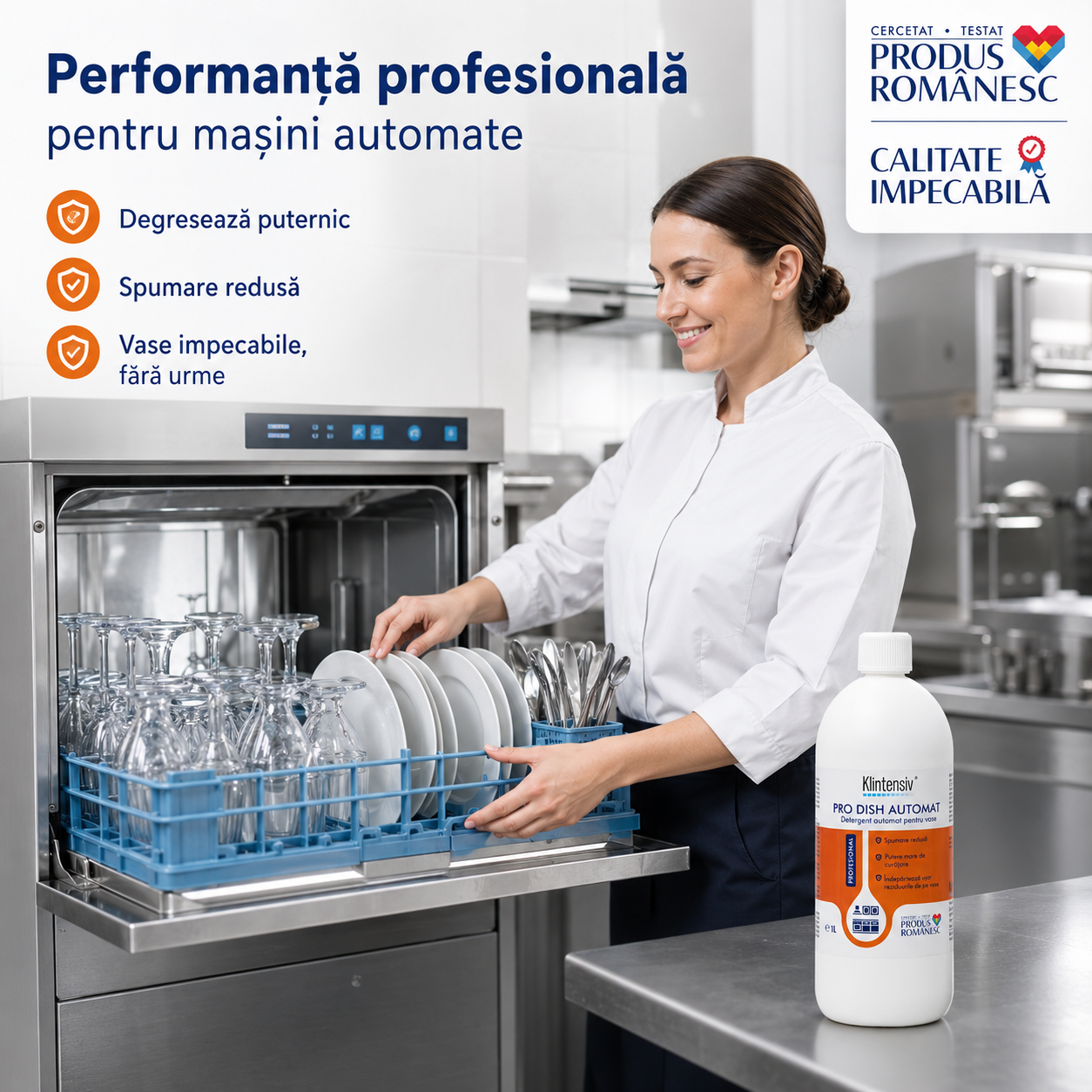 Instrucțiuni utilizare Klintensiv PRO DISH detergent mașini automate dozaj 0,5-4 ml la litru apă