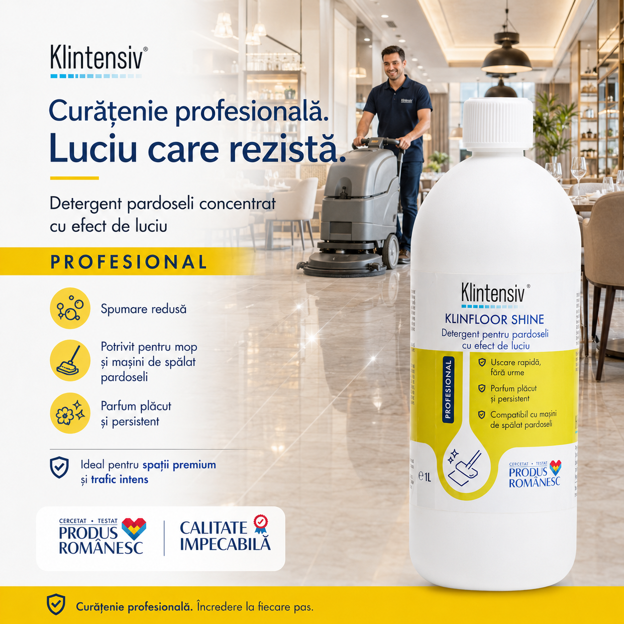 Klintensiv KLINFLOOR SHINE pentru hoteluri restaurante spitale clinici birouri și centre comerciale
