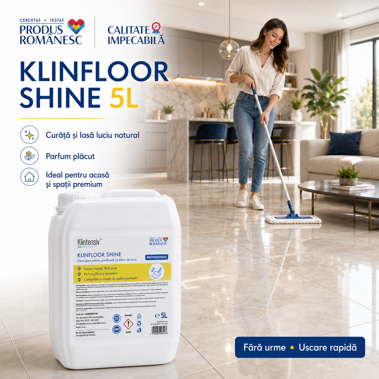 Klintensiv KLINFLOOR SHINE pentru hoteluri restaurante spitale clinici birouri și centre comerciale