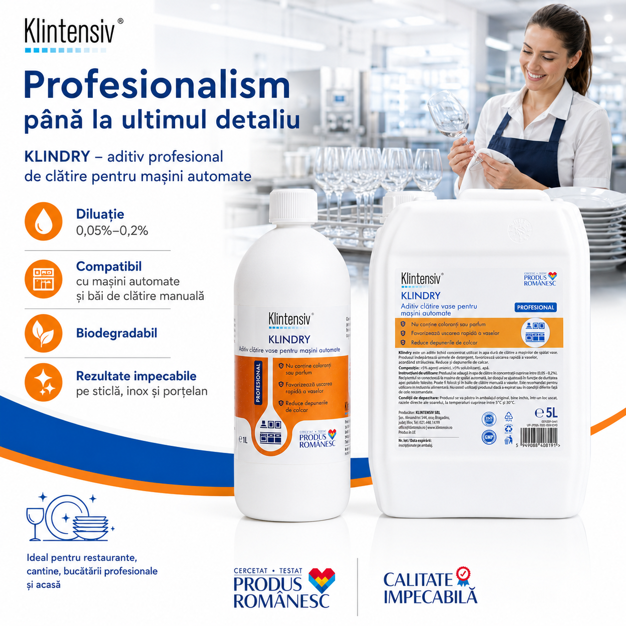Caracteristici Klintensiv KLINDRY lichid concentrat translucid fără parfum fără coloranți biodegradabil