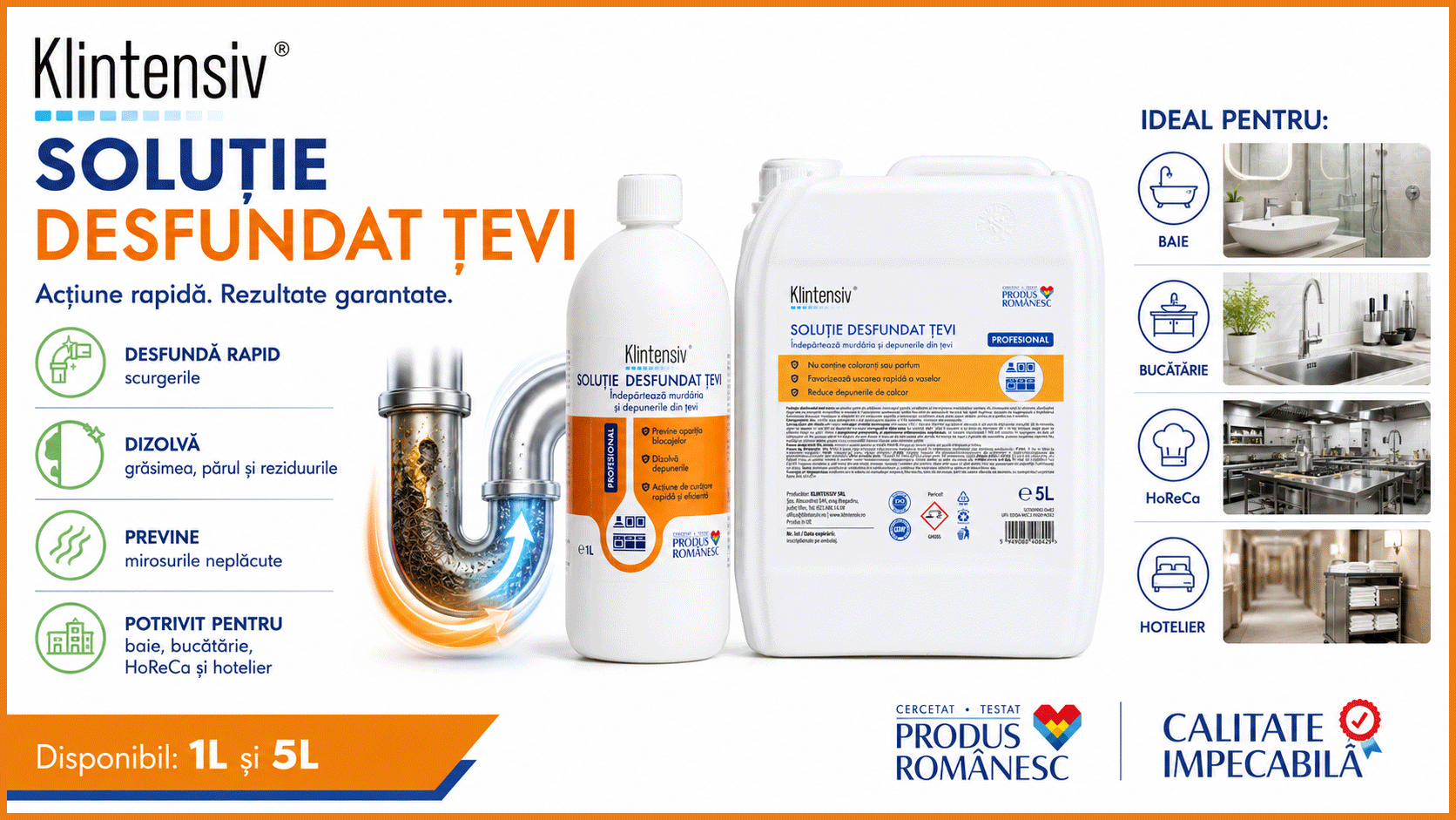 Banner Klintensiv soluție profesională pentru desfundarea țevilor și scurgerilor