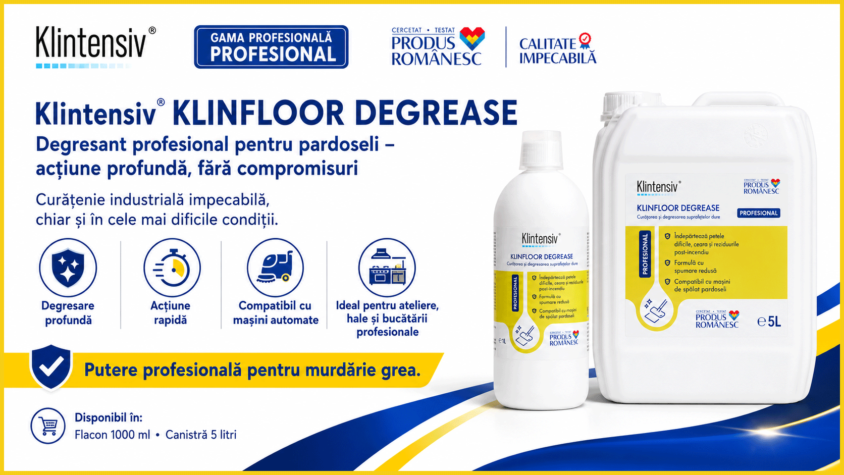 Banner Klintensiv KLINFLOOR DEGREASE degresant profesional pentru pardoseli industriale