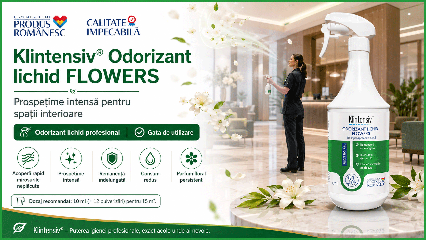 Klintensiv Odorizant lichid Flowers parfum floral pentru spații interioare