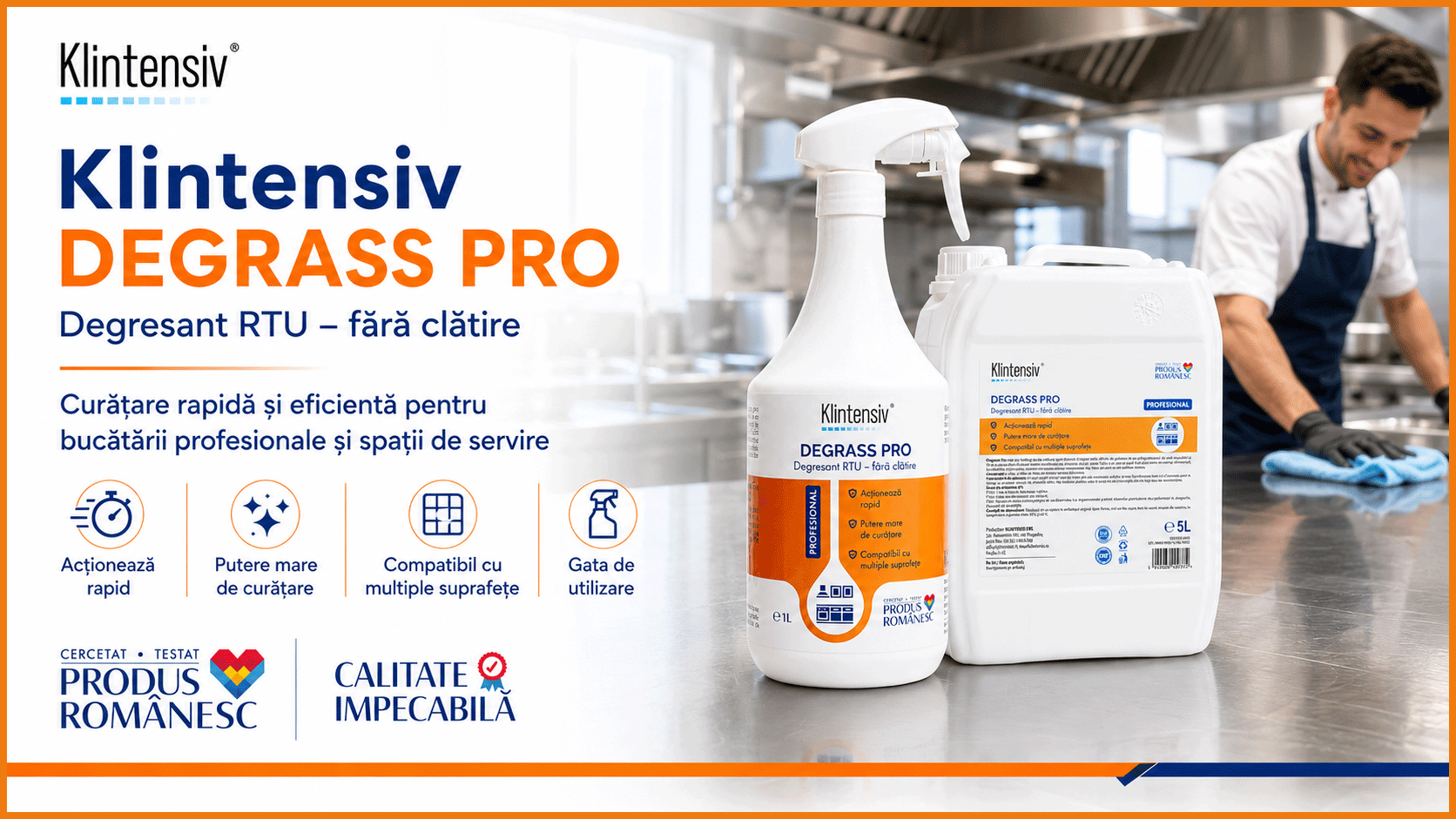 Banner Klintensiv DEGRASS Pro degresant profesional gata de utilizare pentru bucătării