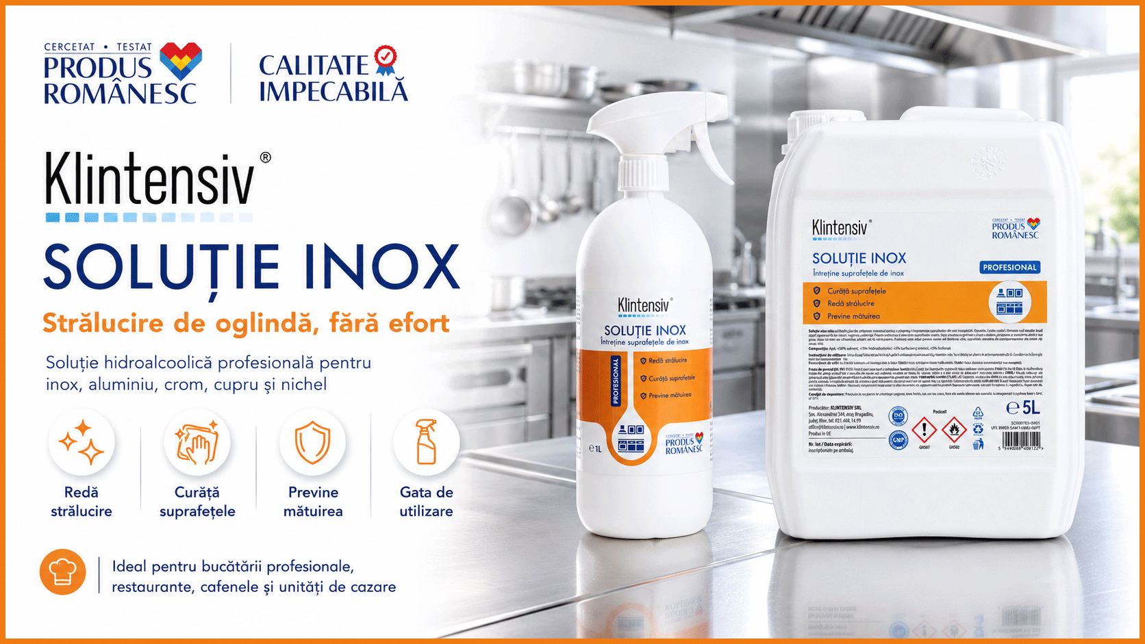 Banner Klintensiv Soluție Inox pentru curățare și &icirc;ntreținere suprafețe metalice