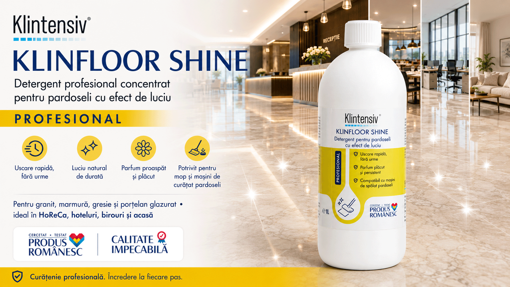 Banner Klintensiv KLINFLOOR SHINE detergent pardoseli concentrat cu efect de luciu