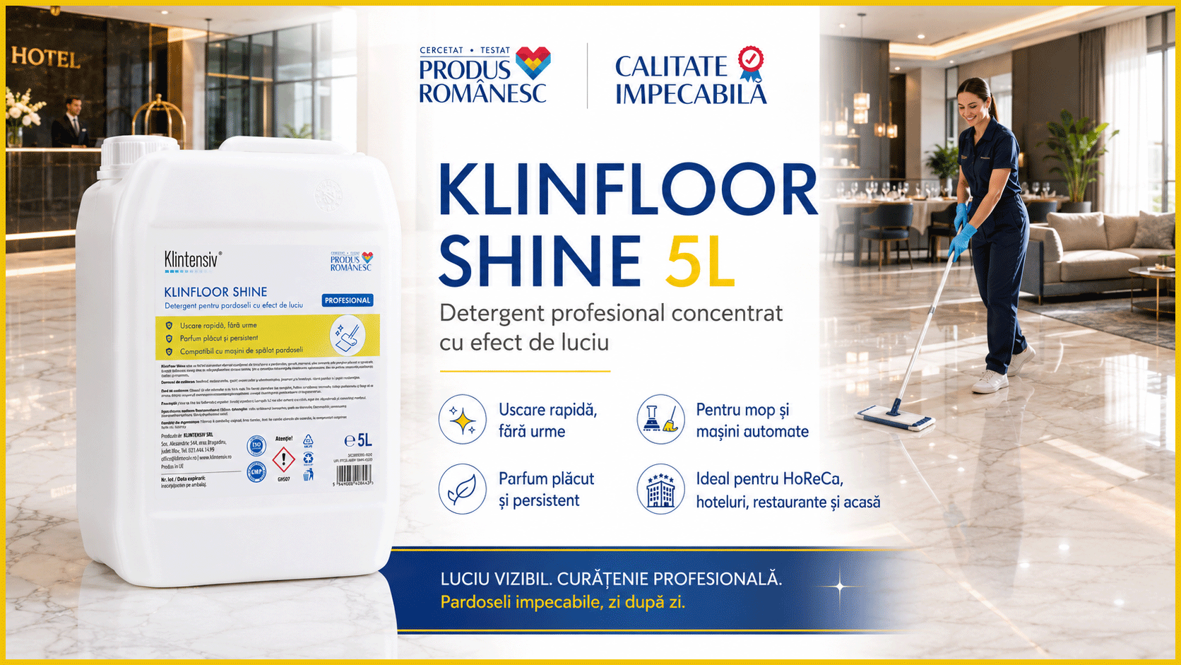 Banner Klintensiv KLINFLOOR SHINE detergent pardoseli concentrat cu efect de luciu
