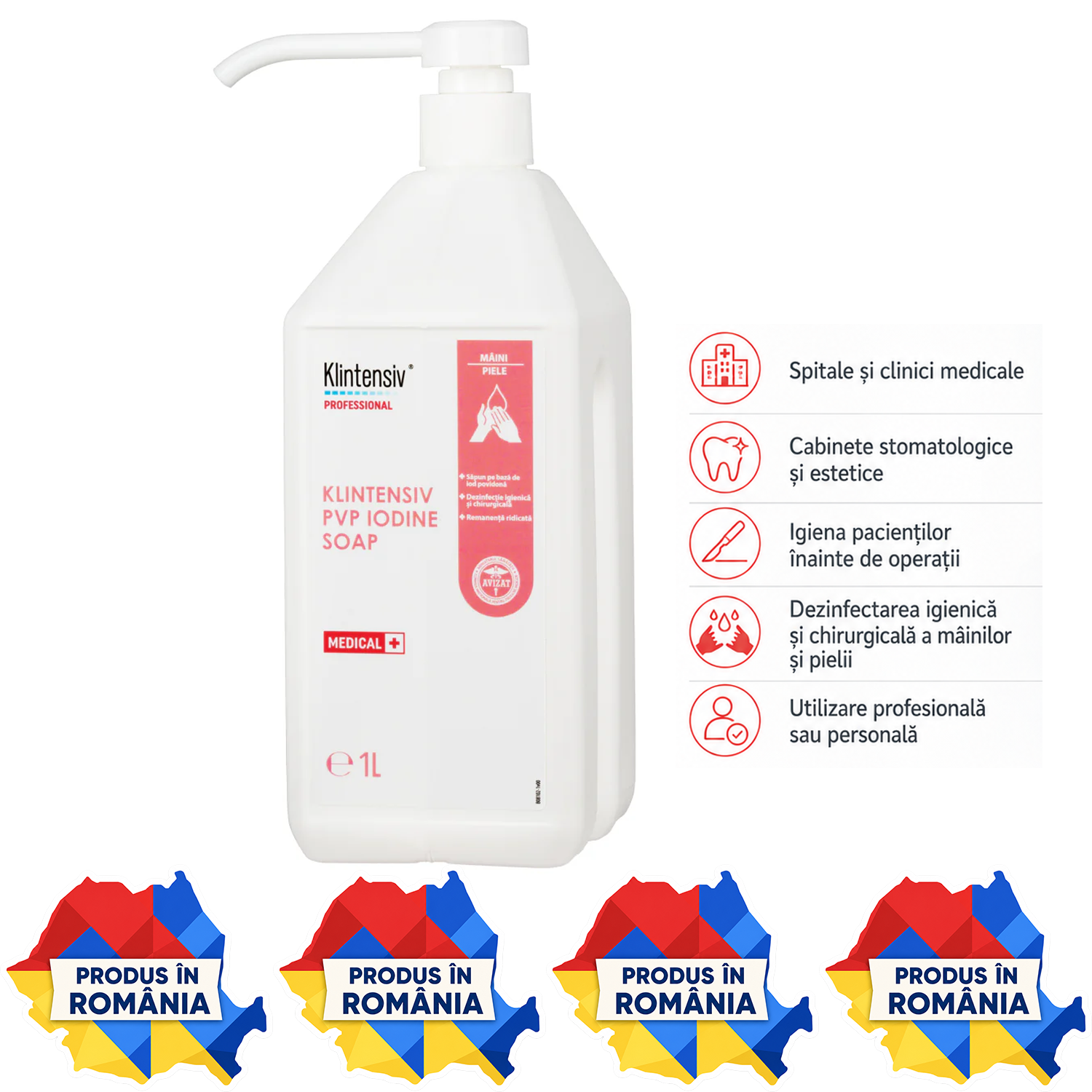 Klintensiv PVP Iodine Soap săpun chirurgical cu iod povidonă 7,5% 500 ml 1 L și 5 L