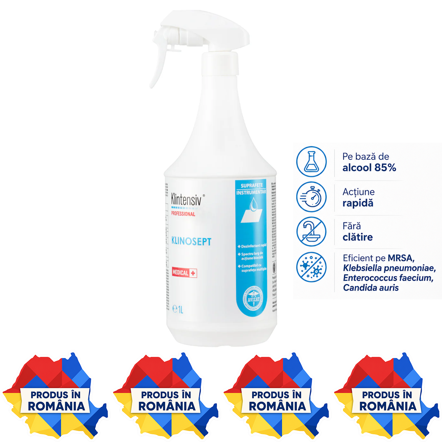 Klinosept dezinfectant rapid suprafețe variante 500 ml 1 L și 5 L