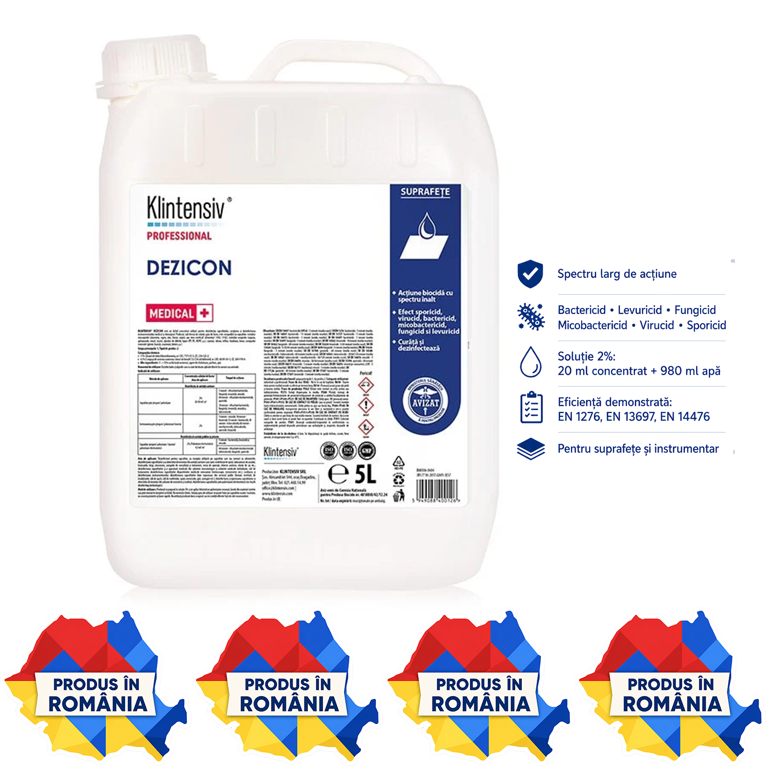 Klintensiv Dezicon detergent dezinfectant concentrat variante 1 L și 5 L