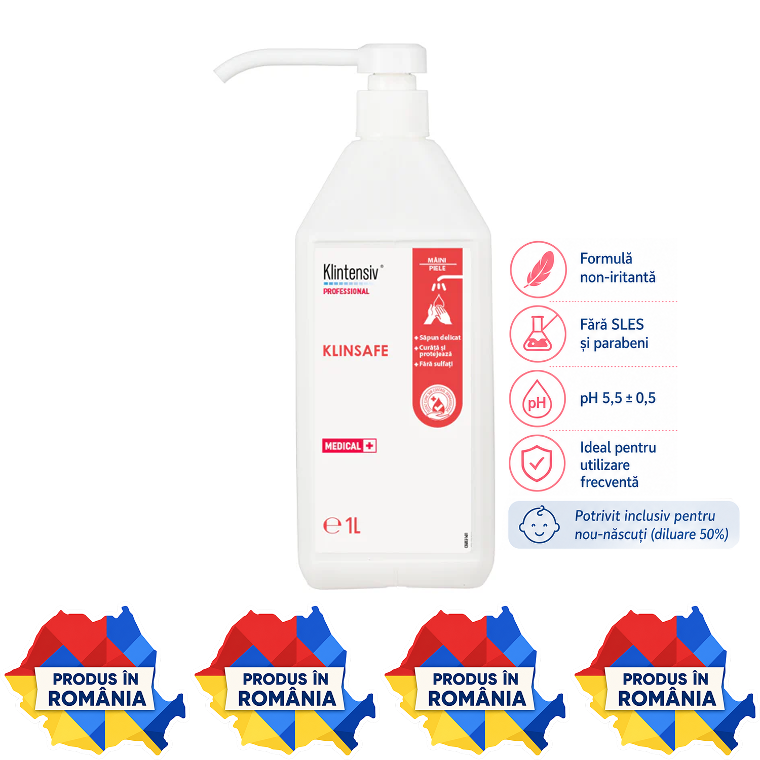 Klintensiv KlinSafe săpun lichid pentru piele sensibilă 500 ml și 1 L
