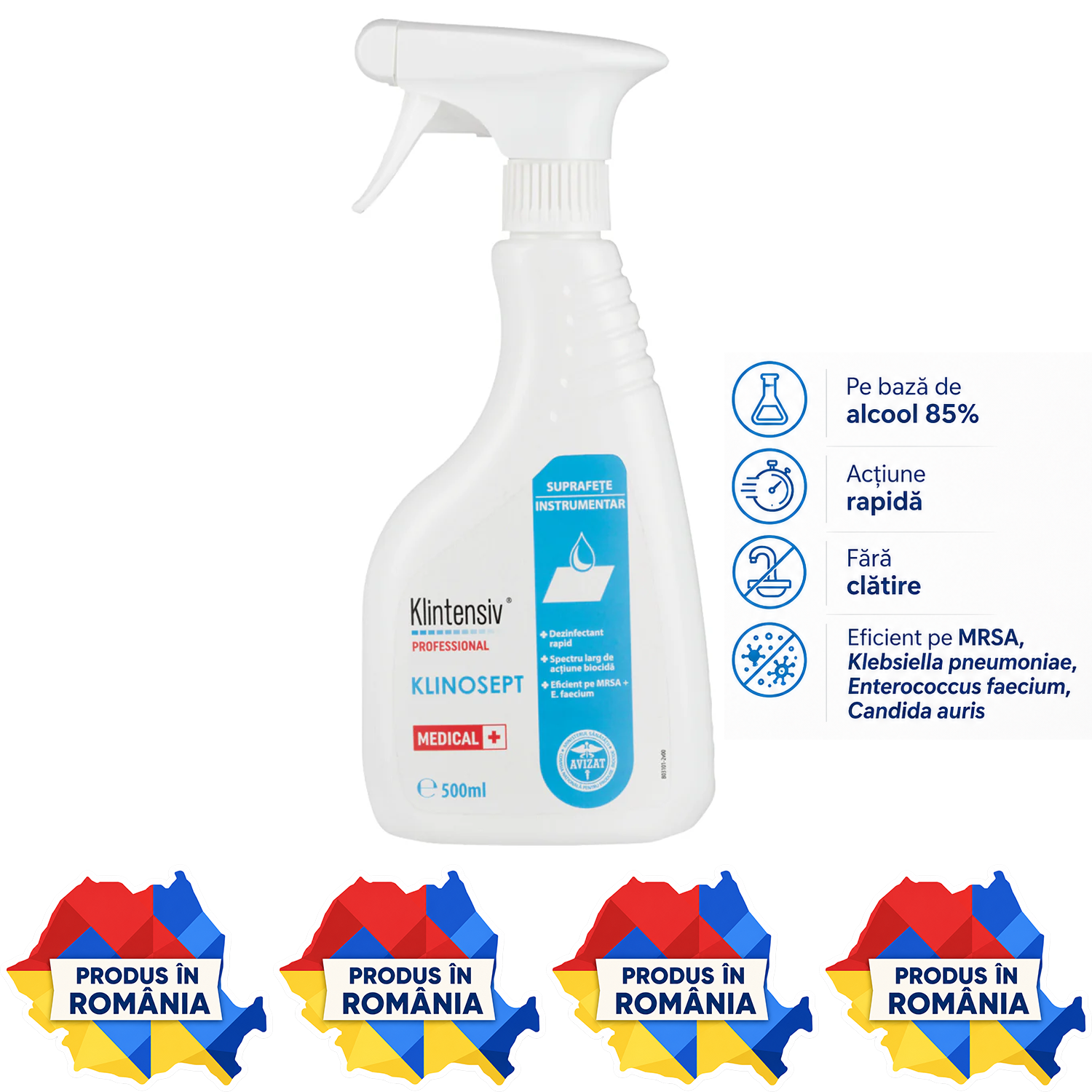 Klinosept dezinfectant rapid suprafețe variante 500 ml 1 L și 5 L