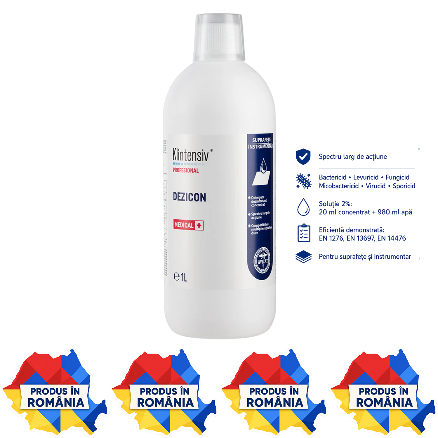 Klintensiv Dezicon detergent dezinfectant concentrat variante 1 L și 5 L