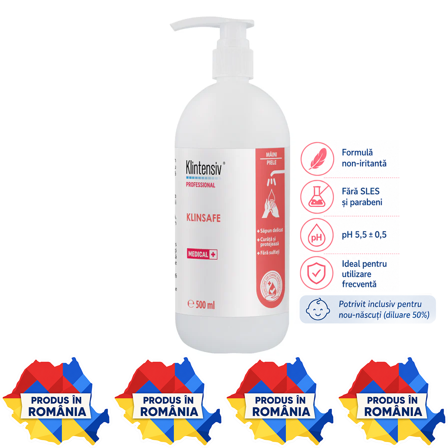 Klintensiv KlinSafe săpun lichid pentru piele sensibilă 500 ml și 1 L