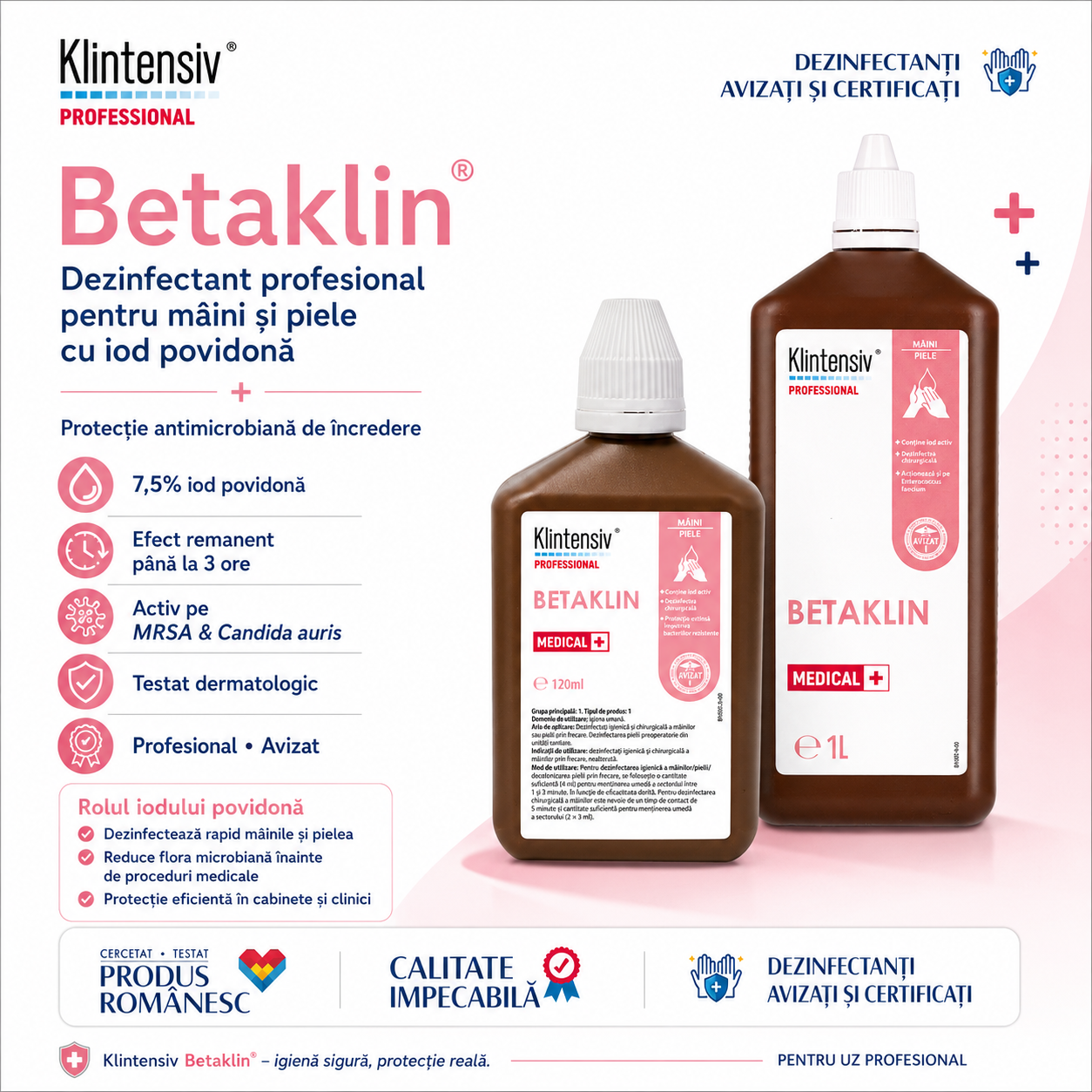 Betaklin soluție profesională cu iod povidonă pentru spitale clinici și cabinete medicale