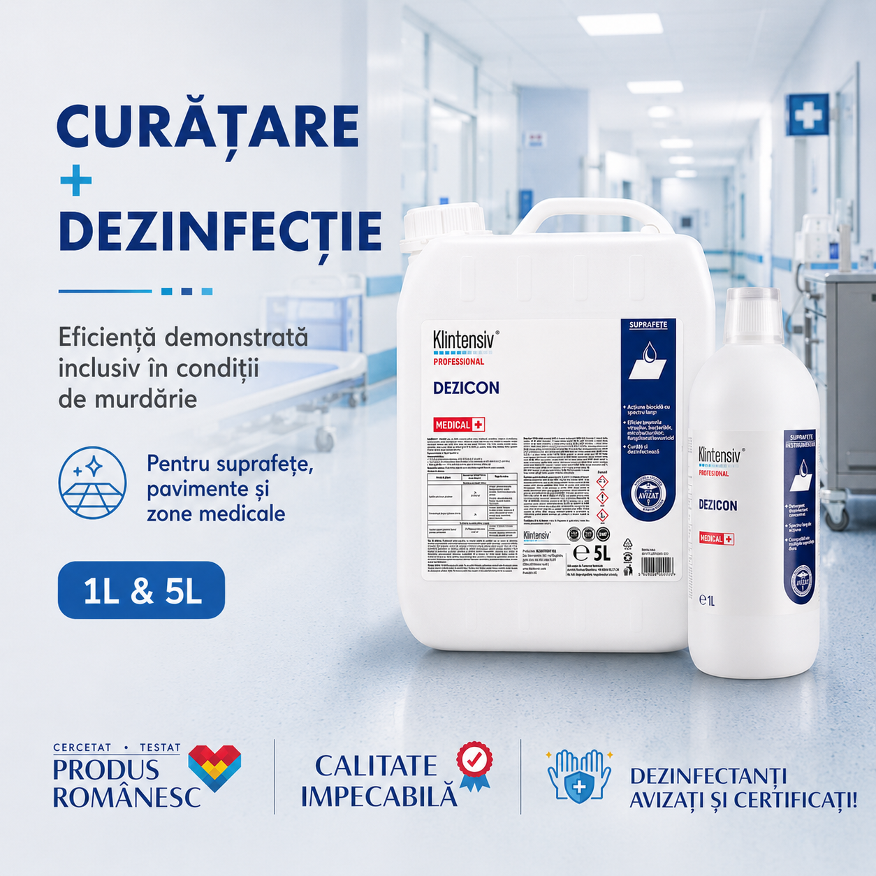 Beneficii Klintensiv Dezicon bactericid virucid fungicid micobactericid sporicid