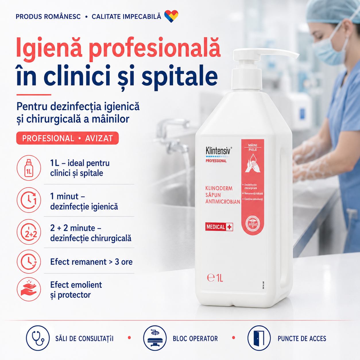 Klinoderm pentru spitale clinici industria alimentară farmaceutică cosmetică școli restaurante hoteluri